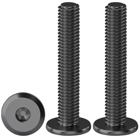 Drenky 20 Pièces Vis à Tête Plate Avec Six Pans Creux Noir M6 X 35 mm Boulons à Tête Plate Hexagonale en Acier Inoxydable A2 V2A Vis à Tête Cylindrique Hexagonale à Bride Boulons Allen