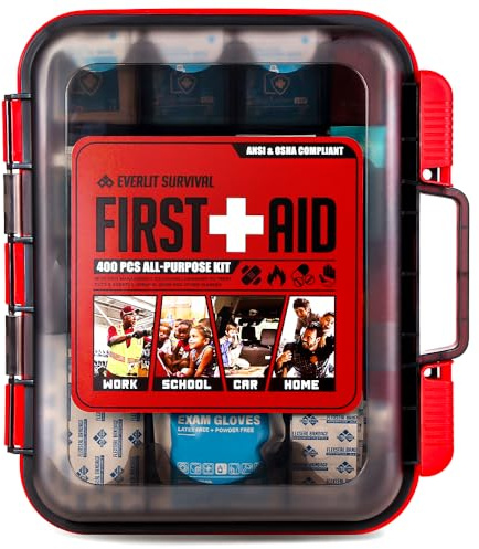 EVERLIT 400 Pcs OSHA/ANSI Compliant First Aid Kit Type III Class A Medical Kit Professional Med Kit Supplies for Contractors, Warehouse, Office, School, Home, Disaster, Car, Business, Restaurant