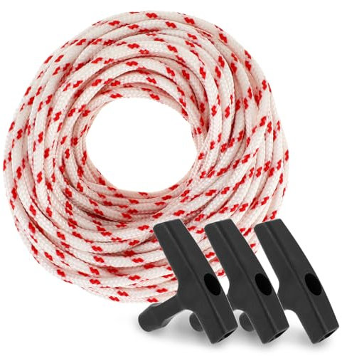 10M Recoil Starter Rope Pull Cord with 3 Rope Handle Lawn Mower Pull Cord Pull String Pull Rope for Small Engine Generator Pull Cord Starter Rope Pull Cord for Lawnmower Generator