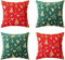 Softalker Kissenbezug 50x50 Weihnachten Rot Grün Gold Samt 4er Set Weihnachtsbaum Schneemann Kissenhülle Deko für Dekokissen Sofakissen Couchkissen Weihnachtsdeko Wohnzimmer Schlafzimmer Stuhl Sofa