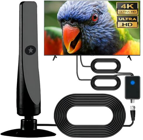 Rewave TV-Antenne für den Innenbereich, DVBT2 Freeview Universal Digital mit Starkem Signal - 50+ Meilen Reichweite, 4K 1080P Smart