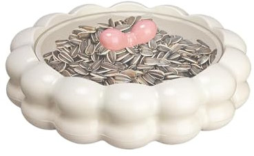 Rotating Snack Container, Rotating Serving Tray, Food Tray with 4 Compartments, Snack Organiser with Lid, 360 Rotating Split Serving Bowl for Snacks, Fruits, Nuts