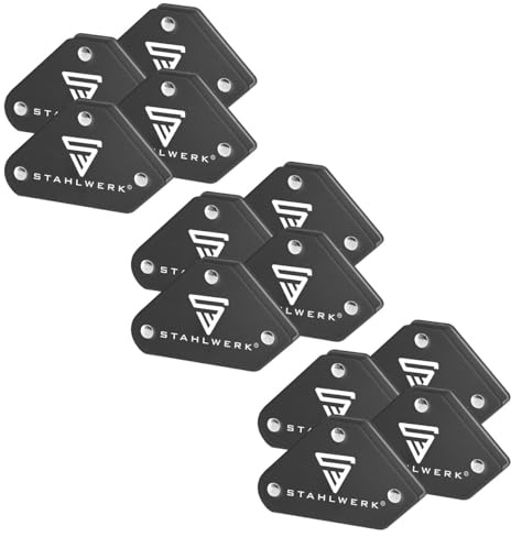 STAHLWERK 12er Set Schweißmagnete je 4 kg (9 lbs), 45°/90°/135° | Starke Magnet-Schweißwinkel und Magnetwinkel zum präzisen Positionieren von Werkstücken bei Löt- und Schweißarbeiten