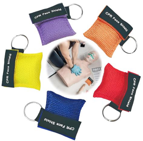 LAJUP 5 Stück Beatmungsmaske,CPR Maske Schlüsselanhänger mit Karabiner, beatmungstuch erste hilfe,Beatmungsmaske erste hilfe,Taschenmaske für Erste Hilfe oder HLW Training