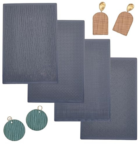 HOBBIESAY 4ensemble Feuilles Texture Argile Polymère Feuilles Texture Argile Polymère Fonctionne avec un Coupe Argile Polymère Effet Rouleau Texture Argile Polymère Carreaux pour Fabrication D'Argile