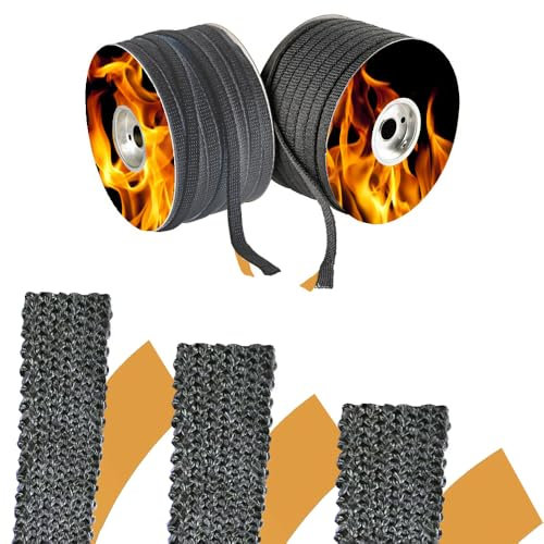 Easyricambi - Guarnizione per Stufa a Legna, Camino, Stufa a Pellet, Guarnizione Alta Temperatura (+550 °C) Adesiva Nera in Fibra di Vetro, Larghezza: 8 mm e Spessore: 3 mm (Lunghezza 3 Metri)