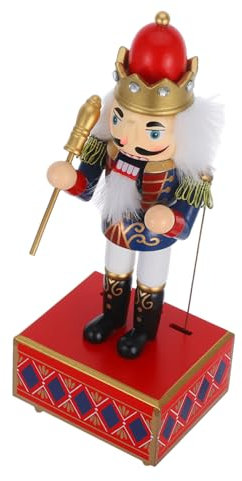 PRETYZOOM Xmas Nutcracker Music Box Creative Hand Painted Decorative Figure Unique Desktop Ornament for Christmas Home Decor Charming Musical for Adults