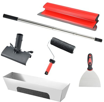 Spatule Enduit Lissage,Kit Couteaux à Enduire,5pcs,Lame De Crépissage En Acier Inoxydable,Tige Télescopique En Aluminium De 60 à 134 Cm,Convient Pour Le Crépissage Des Murs Et Des Plafonds