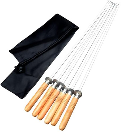 FewNvWa Lot de 6 Brochettes Plates En Acier Inoxydable, Réutilisables et Résistantes à La Chaleur
