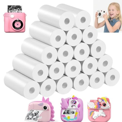 15/20 Rolls Kids Camera Paper Roll, 57 x 25 mm Thermal Paper, Zero Ink Printing, Easy to Replace, Thermal Printer Paper, BPA-Free Refill Paper Compatible with Mini and Kids Printers (20)