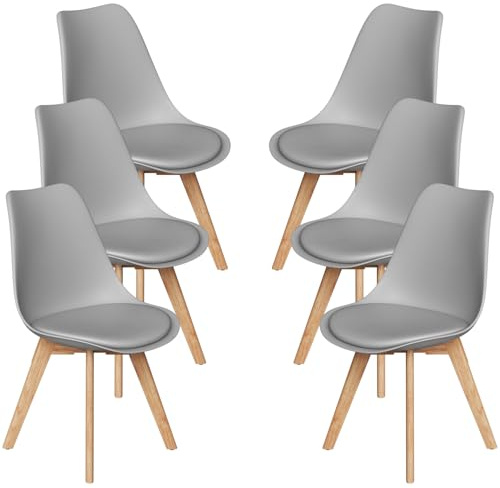 Stanew Lot de 6 Chaises Grises – Chaise Scandinave pour Salle à Manger, Cuisine, Salon – Style Nordique Élégant et Confortable