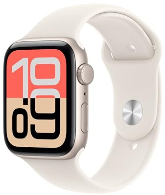 Apple Watch SE 3 GPS 44mm Smartwatch with Starlight Aluminium Case with Starlight Sport Band M/L. Fitness and Sleep Trackers, Heart Rate Monitor, Always-On Display, Water Resistant
