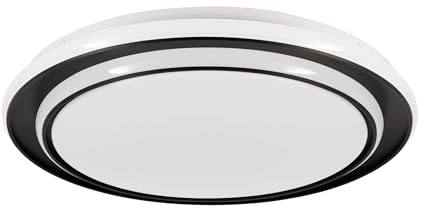 Eglo LED Ceiling Light Fixture Moschetta, Round with Remote, Hallway Flush Mount lamp, Bedroom Lighting in Black Metal and White Plastic, Warm to Cool White, Ø 49 cm