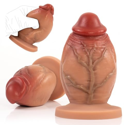 Tcskios Silikon Dicker Riesiger Realistischer Eichel Dildo Analdildo Monster Dildo mit Echten Venen Hoden Saugnapf Perfekter Big Penis Nachbildung Trainings Erotik Sexspielzeug für Männer Frauen (L)