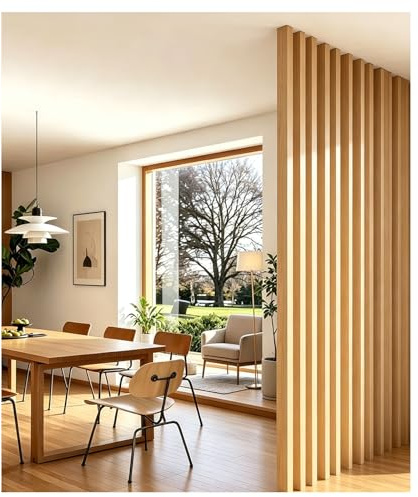Trennwand Hängend Paravent Raumtrennwand， Wand Trennwand Lamellen Säulen mit verstellbarem Fuß, Wohnzimmer Flur Eingang Restaurant, Einfache Installation(7root,140cm/55.1in/4.59ft)