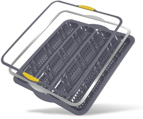 French Bread Baguette Pan with Frame - Perforated Bottom for Crispy Crusts | Baguettes Baking Tray, for Hot dog or Sandwich rolls