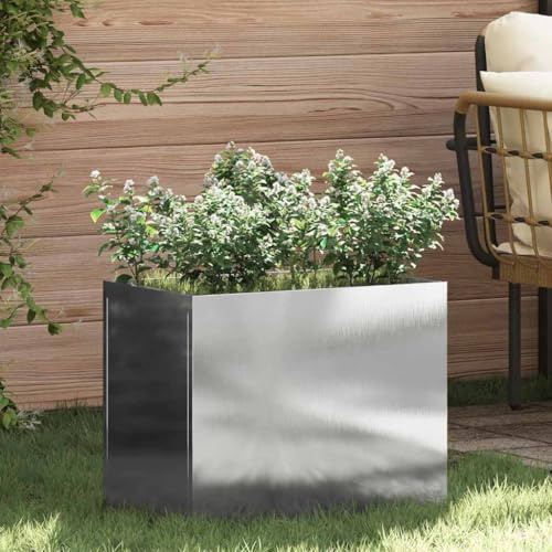 Garten-Pflanzgefäß Edelstahl 50x32x40 cm, Robustes Hochbeet für Außenbereich, modernes Design, langlebig, wetterfest