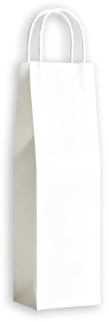 48 Shopper porta bottiglia vino di colore Bianco Buste di Carta Sacchetti Regalo per Bottiglie con Manico 36x10x12 cm Carta Kraft Sacchetto Busta per Vino portabottiglia