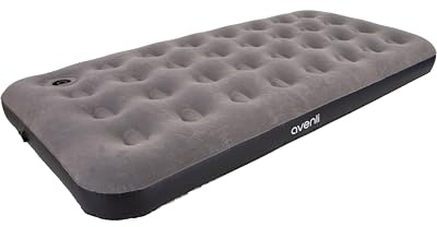 AVENLI Luftmatratze Camping Twin-Size 191x99x22 cm, Gästebett 1 Person, integrierte Fußpumpe, CloudCoil, beflockt, bis 150 kg, grau/schwarz