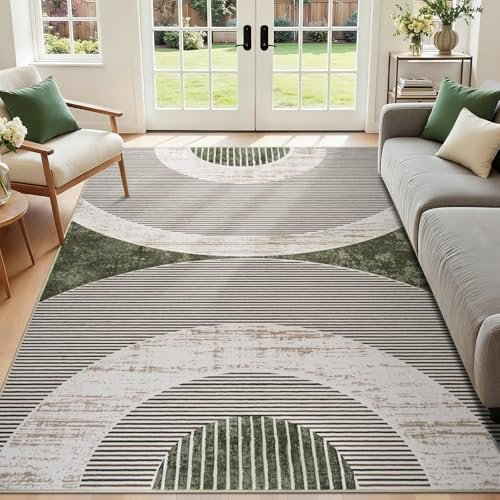 Homcomodar Teppich Wohnzimmer 120x170cm Teppich Waschbarer Moderne Teppiche Schlafzimmer Kurzflor Teppiche für Wohnzimmer Kinderzimmer(Bogenformt)