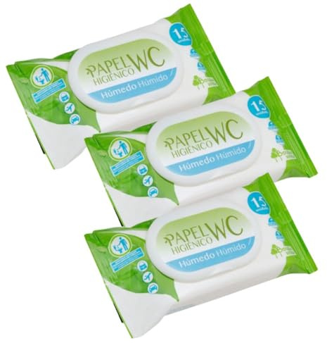 BVerde Papel Higiénico Húmedo con Aloe Vera y Camomila, Formato Viaje, 15 Unidades, Pack de 3