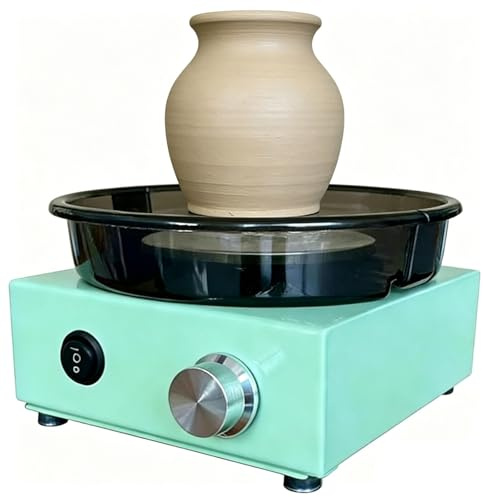 Mini Tornio Elettrico per Ceramica, 0-240RPM avanti e Indietro, velocità Regolabile con Manopola di Controllo, con Bacino dell'Acqua Staccabile, per Principianti e Bambini nella Creazione