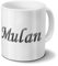 printplanet Tasse mit Namen Mulan - Motiv Chrom-Schriftzug - Namenstasse, Kaffeebecher, Mug, Becher, Kaffeetasse - Farbe Weiß