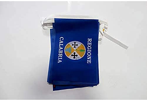 AZ FLAG - Fahnenkette Kalabrien 6 Meter Mit 20 Flaggen - 21x14 cm - Calabria In Italien Girlande Flaggenkette 14 x 21 Cm