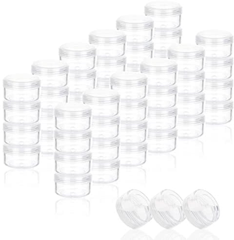 5 Gram Sample Pots, 100 Pcs Plastic Travel Pots for Toiletries, Mini Travel Containers with lids, Empty Cosmetic Containers for Face Creams, Samples, Make-Up