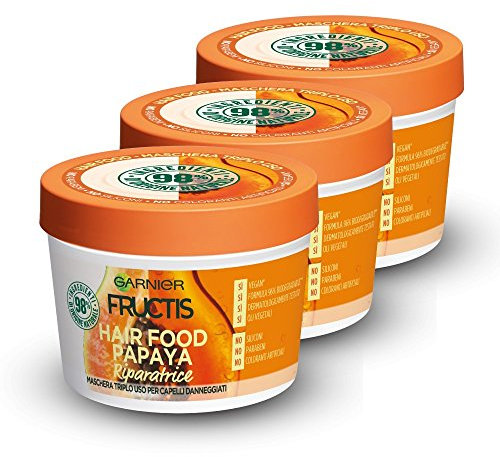 Garnier Fructis Hair Food 3-in-1-Maske, vegana-Formel, 390 ml, Papaya