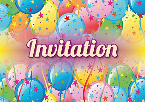 Edition Colibri (10974 FR Lot de 10 Cartes d‘invitation BALLONS COLORÉS en Français pour un anniversaire d‘enfant ou pour une fête avec ballons