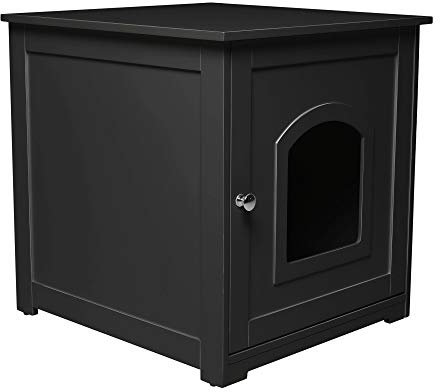 zoovilla Kitty Litter Cabinet – Hidden Litter Box Furniture, Black For house-cats