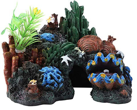 Buntes künstliches Meereskorallenriff-Ornament, Kunstharz, Höhlendekor, Wasserminiaturlandschaft für Aquarium-Aquariumdekore