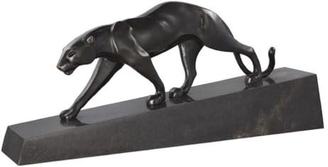 Casa Padrino Luxus Bronzefigur Panther Schwarz/Bronze 64 x 11 x H. 26,5 cm - Elegante Bronze Skulptur auf Marmorsockel