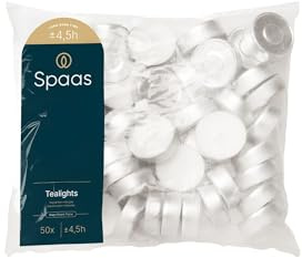 Spaas 12 Teelichtertüten Paraffinwachs Alubecher weiß Ø 39 mm x H 13,5 mm
