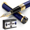 Dryden Designs Fountain Pen - Medium Nib | Includes 24 Ink Cartridges and Ink Refill Converter | Calligraphy Pen, Consistent Writing, Smooth Flow -Deep Blue