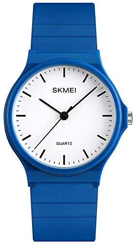 Orologio analogico al quarzo unisex, cinturino in silicone, sportivo, Blu