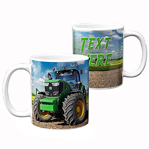 KRAFTYGIFTS Personalised Name Mug Tractor Farmer 11oz Ceramic White Cup Gift KSU07