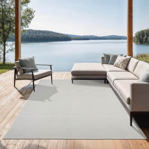 the carpet Mistra - Moderner In- und Outdoor Teppich, perfekt für das Wohnzimmer, Schlafzimmer oder die Terrasse, Wetterfest, langlebig und pflegeleicht, Creme, 120 x 170 cm