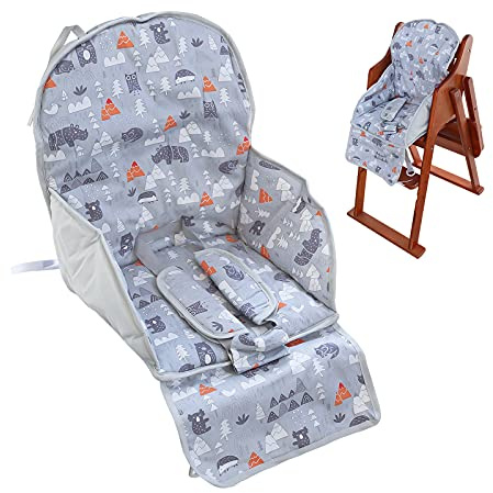 Kocpudu High Chair Pad,high Chair Cushion,seat Cushion Breathable Pad,Comfortable Seat Belt Design,Cute Pattern,Soft and Comfortable,Baby Sits More Comfortable(Gray Animal Pattern)