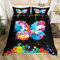 Juego de Ropa de Cama con diseño de Mariposas para niños y niñas, Ropa de Cama y Lino Colorido con Tinta Brillante, Funda de edredón y Ropa de Cama con diseño de Animales y Ropa de Cama tamaño King,