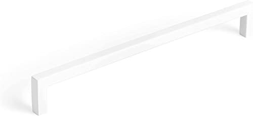 Gedotec Stangengriff lang | DER U | Möbelgriff Weiss matt Länge: 200 mm - Bohrabstand: 192 mm | 1 Stück | Relinggriff für Küche mit Zubehör | Griff Möbel | Schrankgriffe Badezimmer-Schrank