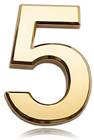 3 Inch Front Door Numbers, 3D Self Adhesive House Numbers Plaques Waterproof Mailbox Signage DIY Chrome Polished Address Numbers Sign for Home Office Hotel Apartment Door Room Wall, Gold (5)