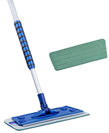 Silva Hochwertiges Mikrofaser Wischbezug Mopp Set | 360° Drehgelenk | Wischmop mit Teleskopstiel | Bodenwischer Stahlstiel 156 cm | Wischmopp mit Soft Touch Griff (Mop Set mit Nass)