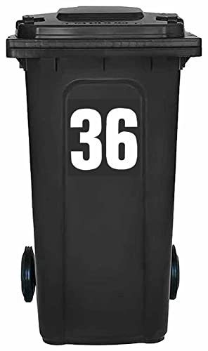 Pack of 4 White Wheelie Bin 36 Sticker (17 cm) Waterproof Bin Number Stickers Packwith® #PBN10-36