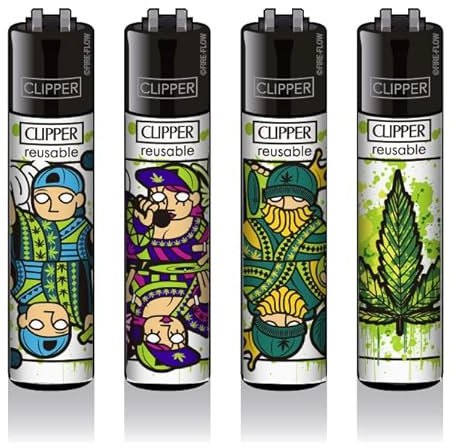 Clipper Feuerzeug 4er Set: (Poker Weed)