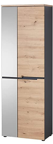 Garderobenschrank - Artisan Eiche Dekor - Graphitfarben - 65 x 197 cm - 1 Spiegeltür