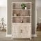 WOMO-DESIGN Mehrzweckschrank Turin Shabby Chic 110x210x45 cm Natur-Weiß Mangoholz Massiv Anrichte mit 2 Türen 3 offenen Fächer Vintage Unikat handgefertigt Highboard Aufbewahrungsschrank Standschrank