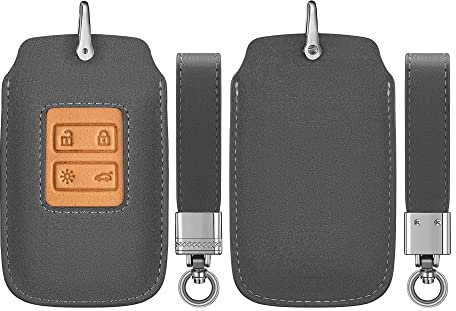 kwmobile Key Cover Compatible with Renault 4 Button Car Key Smart Key (only Keyless Go) - Key Fob Cover - Faux Leather/Suede - Grey/Brown