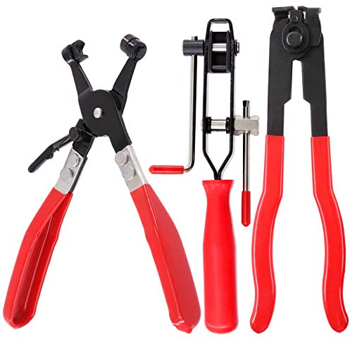 Swpeet Lot de 3 colliers de serrage rouges CV et colliers de serrage à bande plate pivotante - Kit d'assortiment de colliers de serrage pour bottes d'oreille de voiture - Pince de verrouillage de